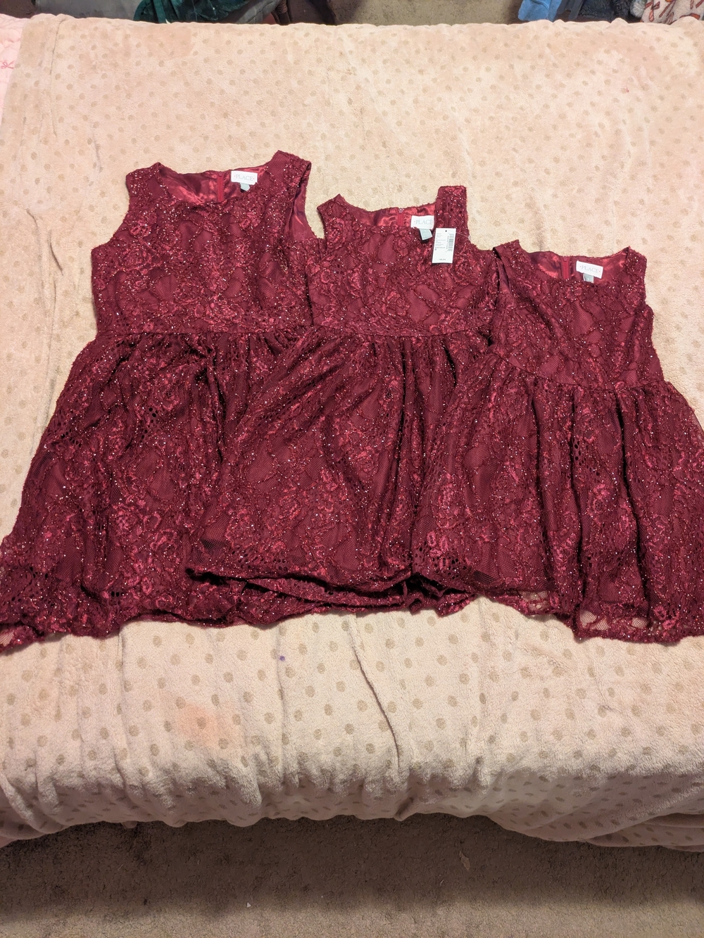 The Children's Place Burgundy Lace Glitter Formal Dress 3